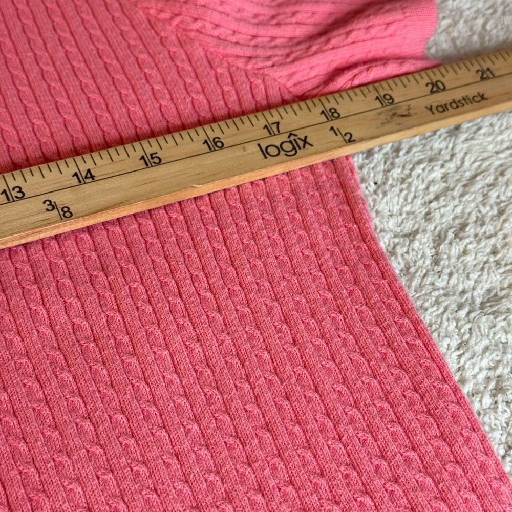 Lauren Ralph Lauren Pink Cable Knit Short Sleeve Polo Sweater - Picture 8 of 15